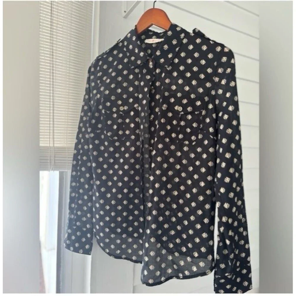 Tory Burch Black Top with Cream Patterns